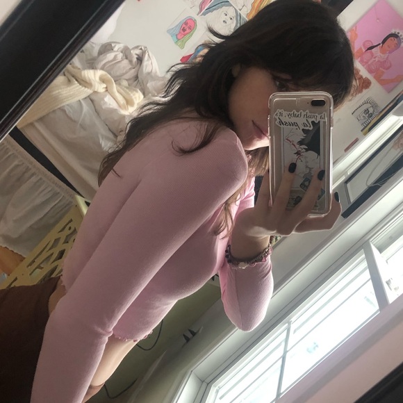 Forever 21, S, pink long-sleeve crop-top - Picture 5 of 7